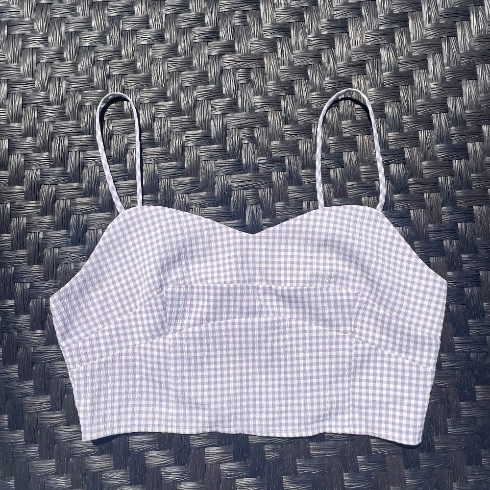 Purple Checkered Crop Top